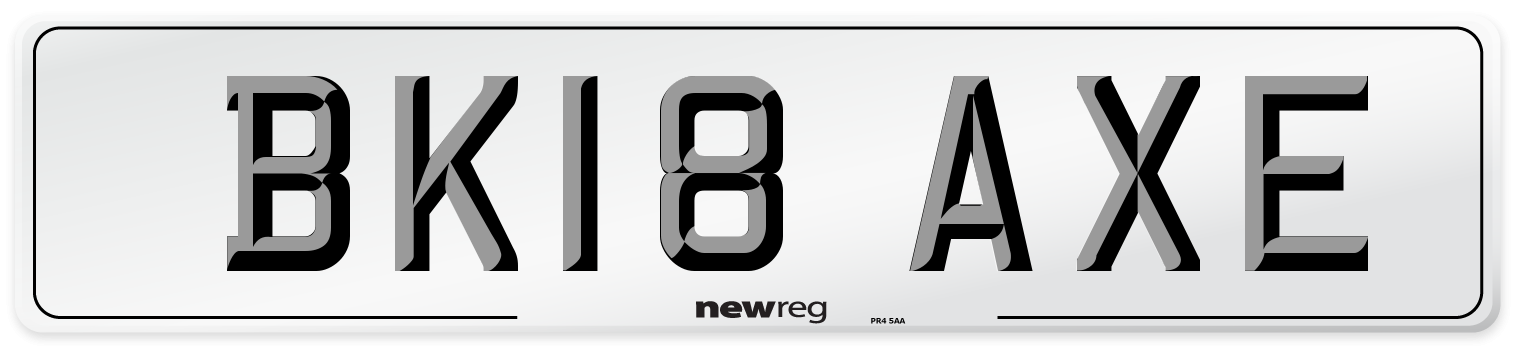 BK18 AXE Number Plate from New Reg